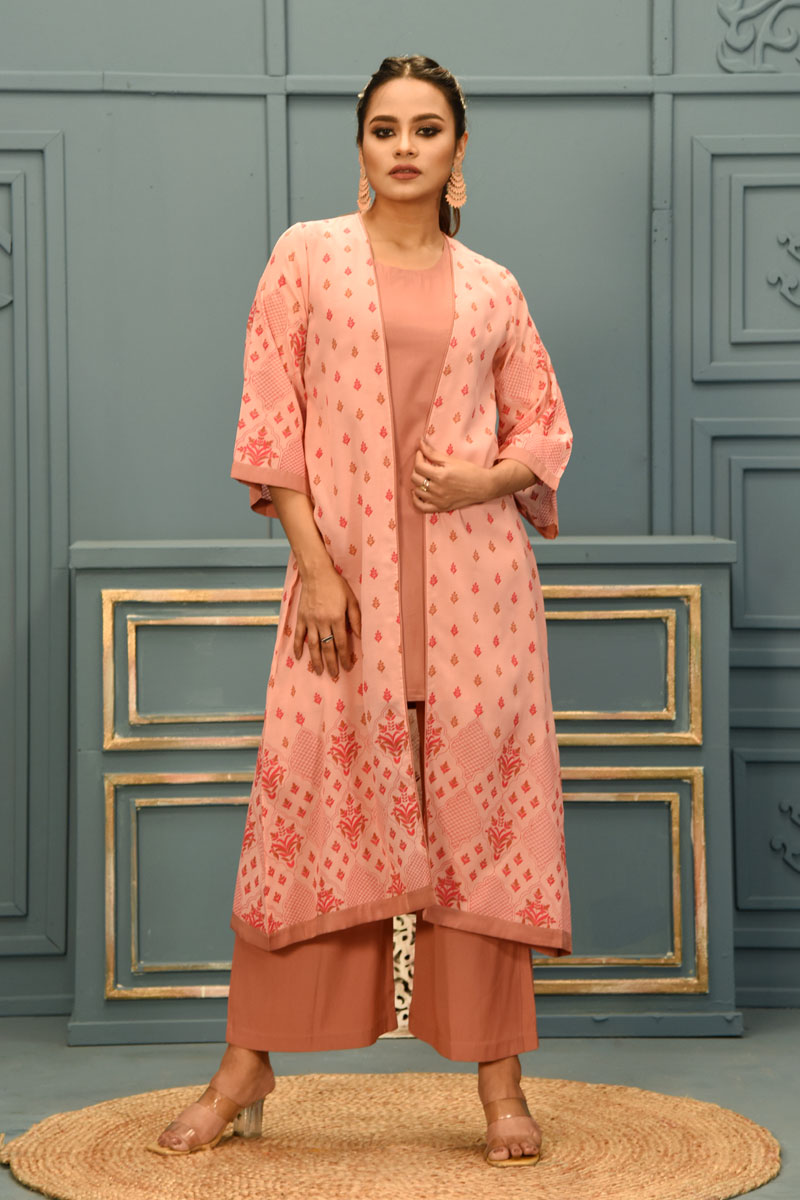 Georgette Coaty Comes with Silk Top & Pant