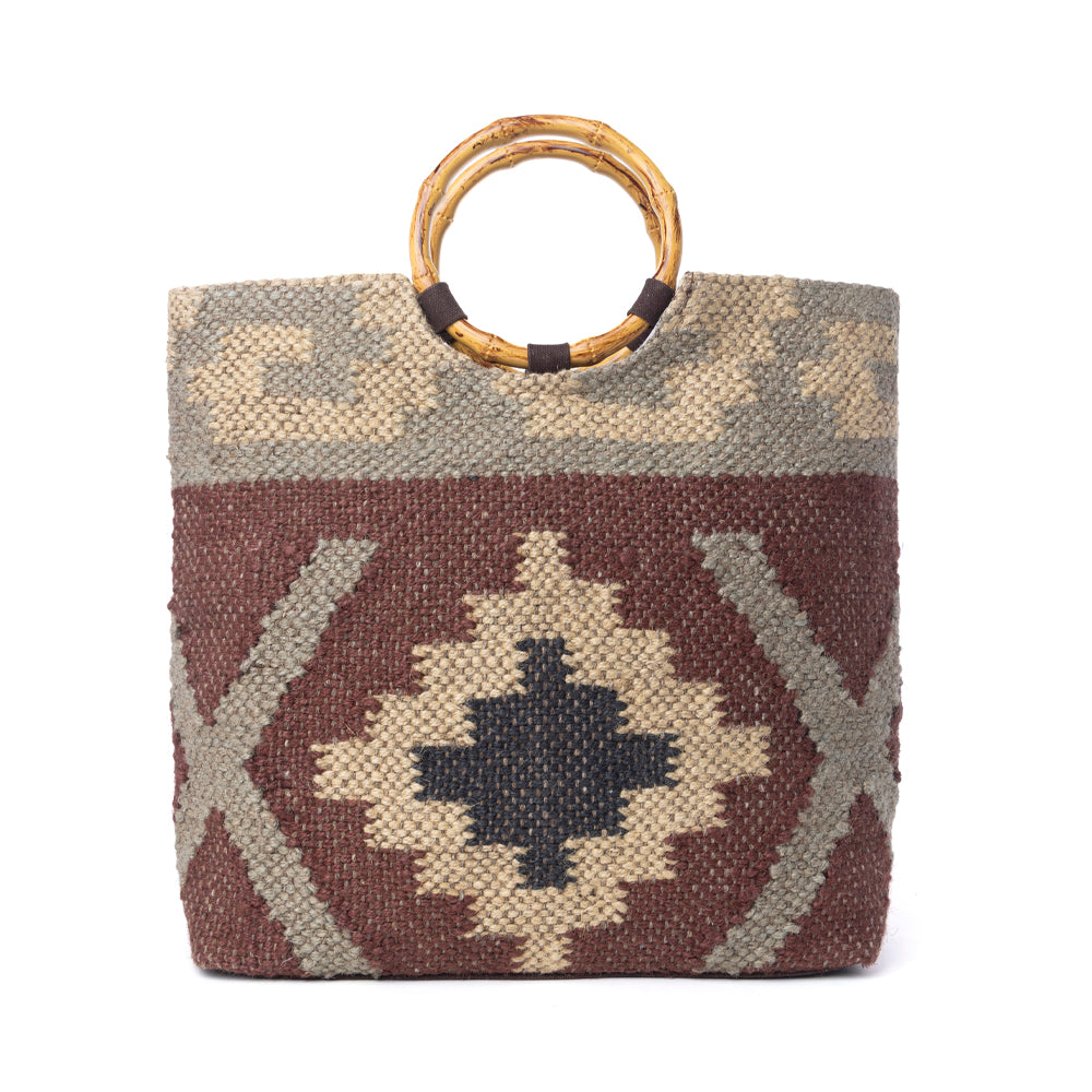 Myra Desert Loom Jute Tote Bag in Harvest Clay
