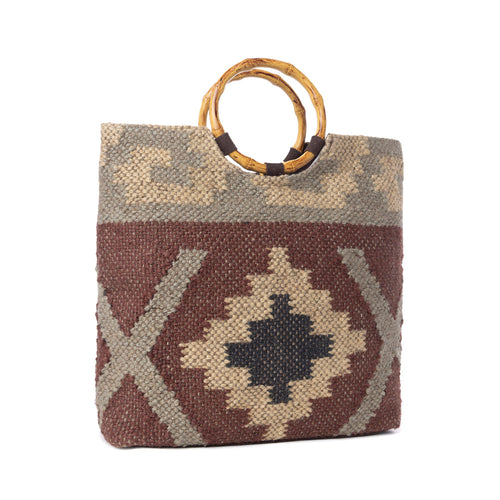 Myra Desert Loom Jute Tote Bag in Harvest Clay