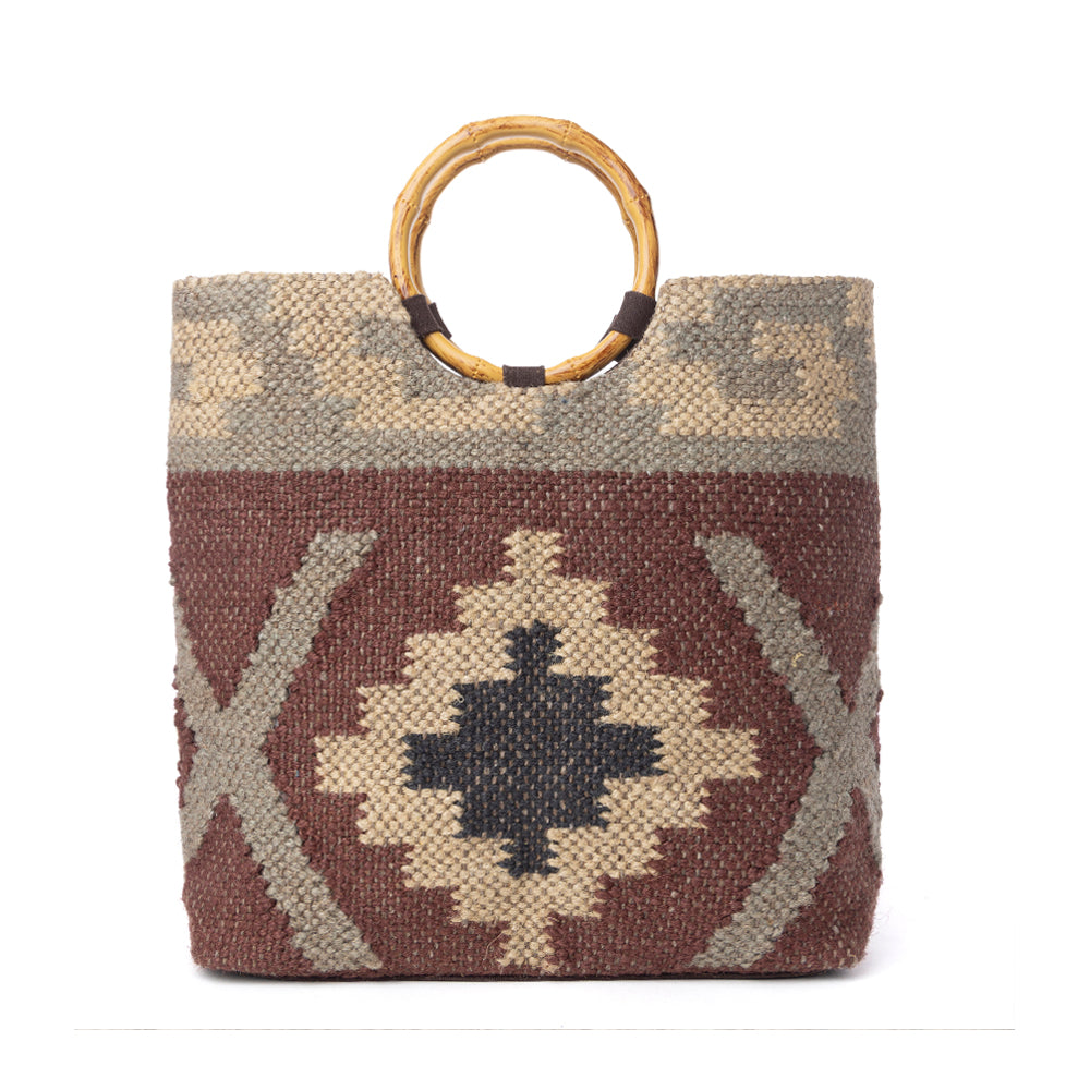 Myra Desert Loom Jute Tote Bag in Harvest Clay