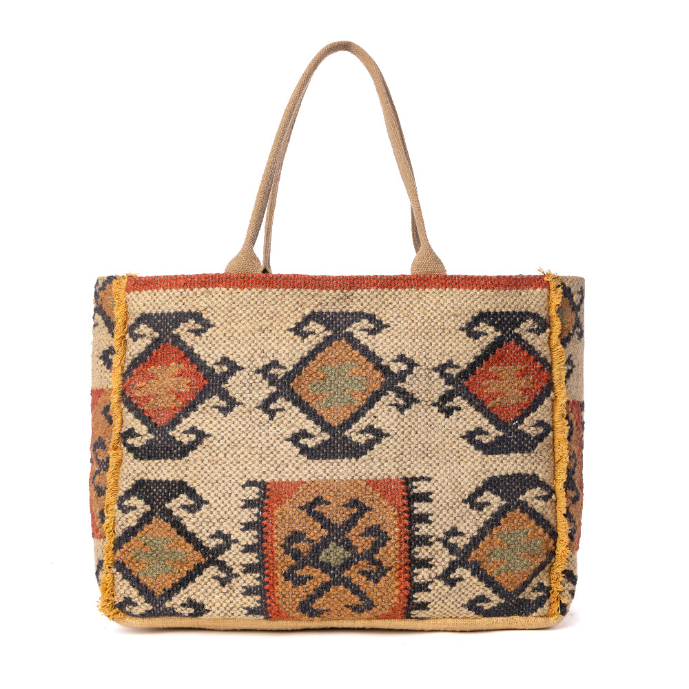 Myra Desert Loom Jute Weekender Bag in Sunbaked Aureate