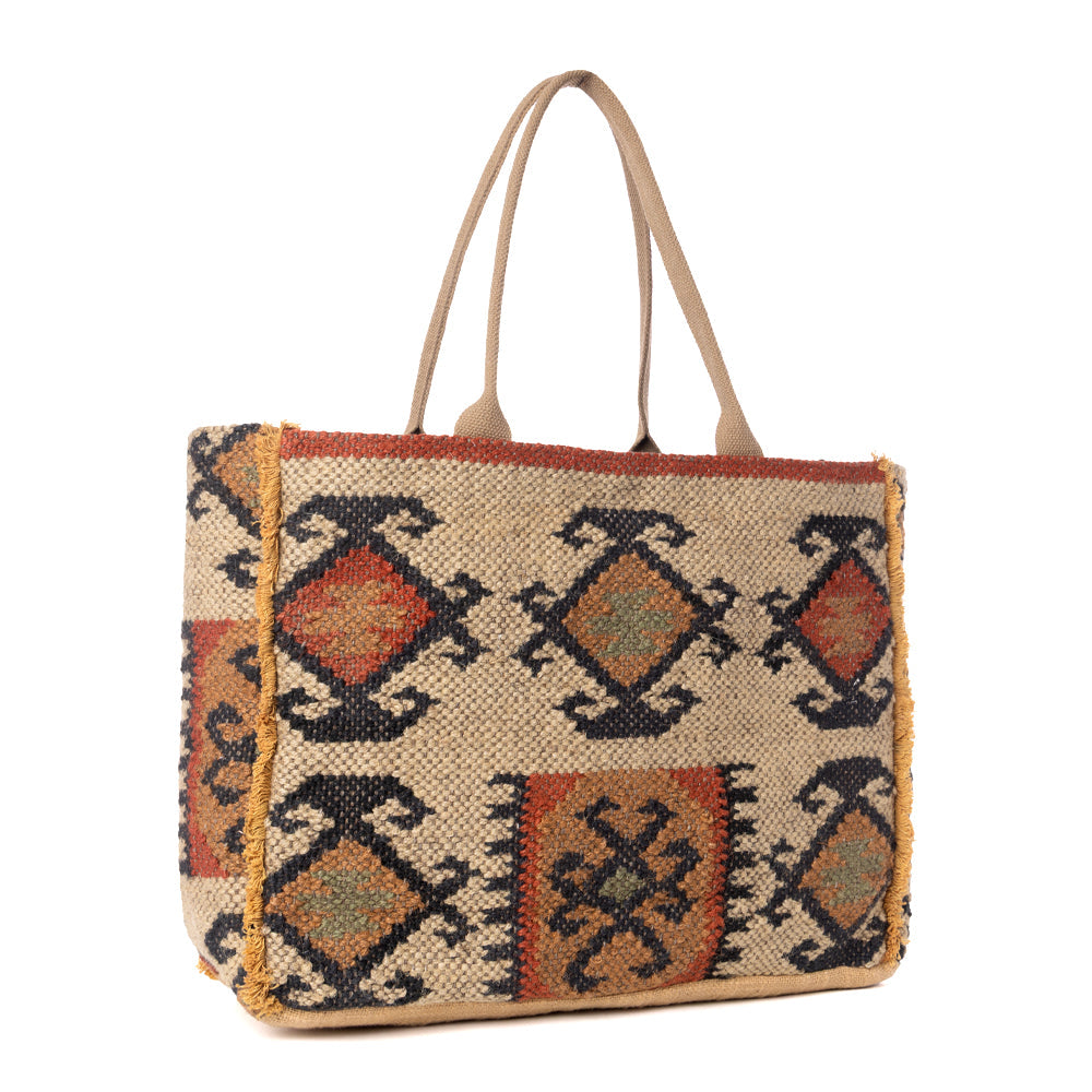 Myra Desert Loom Jute Weekender Bag in Sunbaked Aureate
